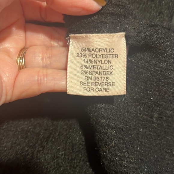 Philosophy Black With White Trim Belted Tunic Sweater With Bell Sleeves S XS - Picture 5 of 6